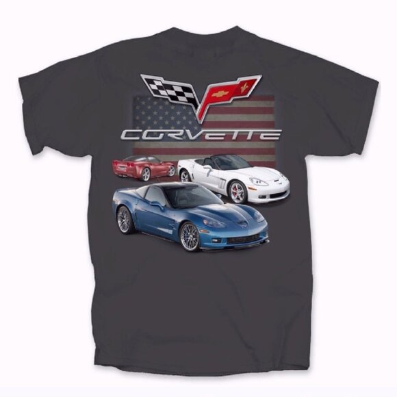 Chevy Chevrolet Corvette C6 U.S. Flag Short Sleeve T-Shirt NEW Fast Ship - Picture 1 of 6